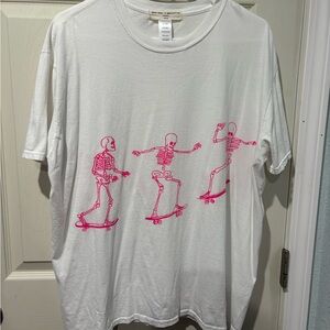 Urban outfitters T-Shirt with Pink Skeleton Skateboard Print
